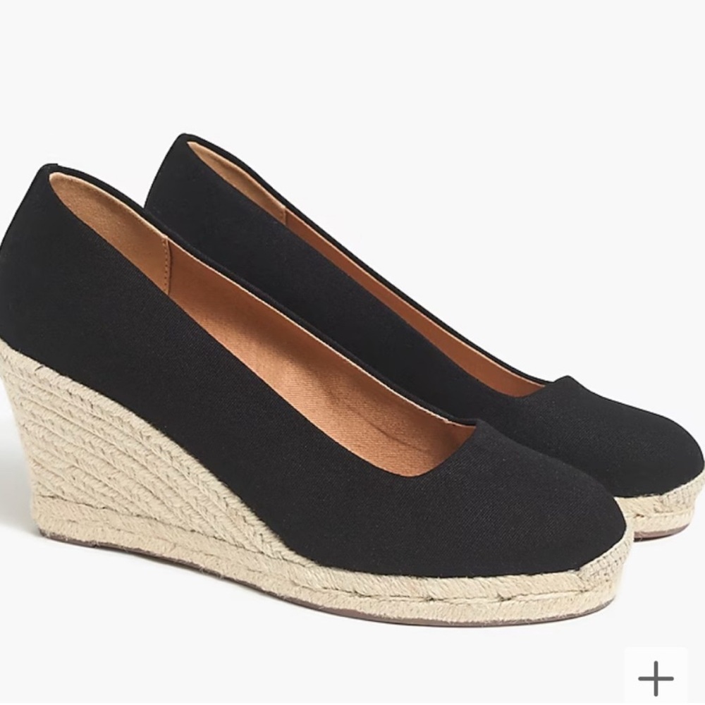 J. Crew Factory Black Wedge Espadrilles